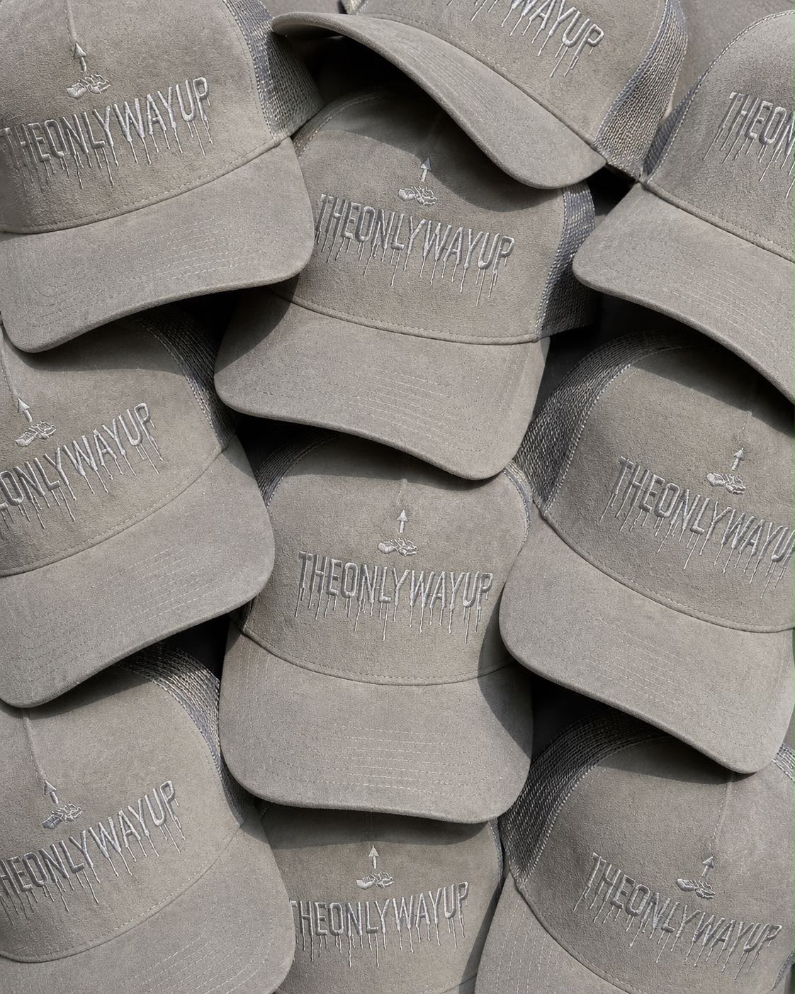 Only Way Up grey embroidered caps